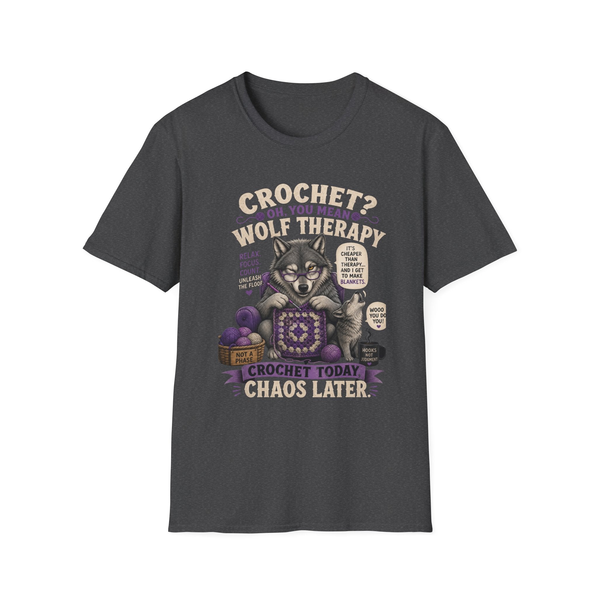 Crochet and wolf therapy T-Shirt