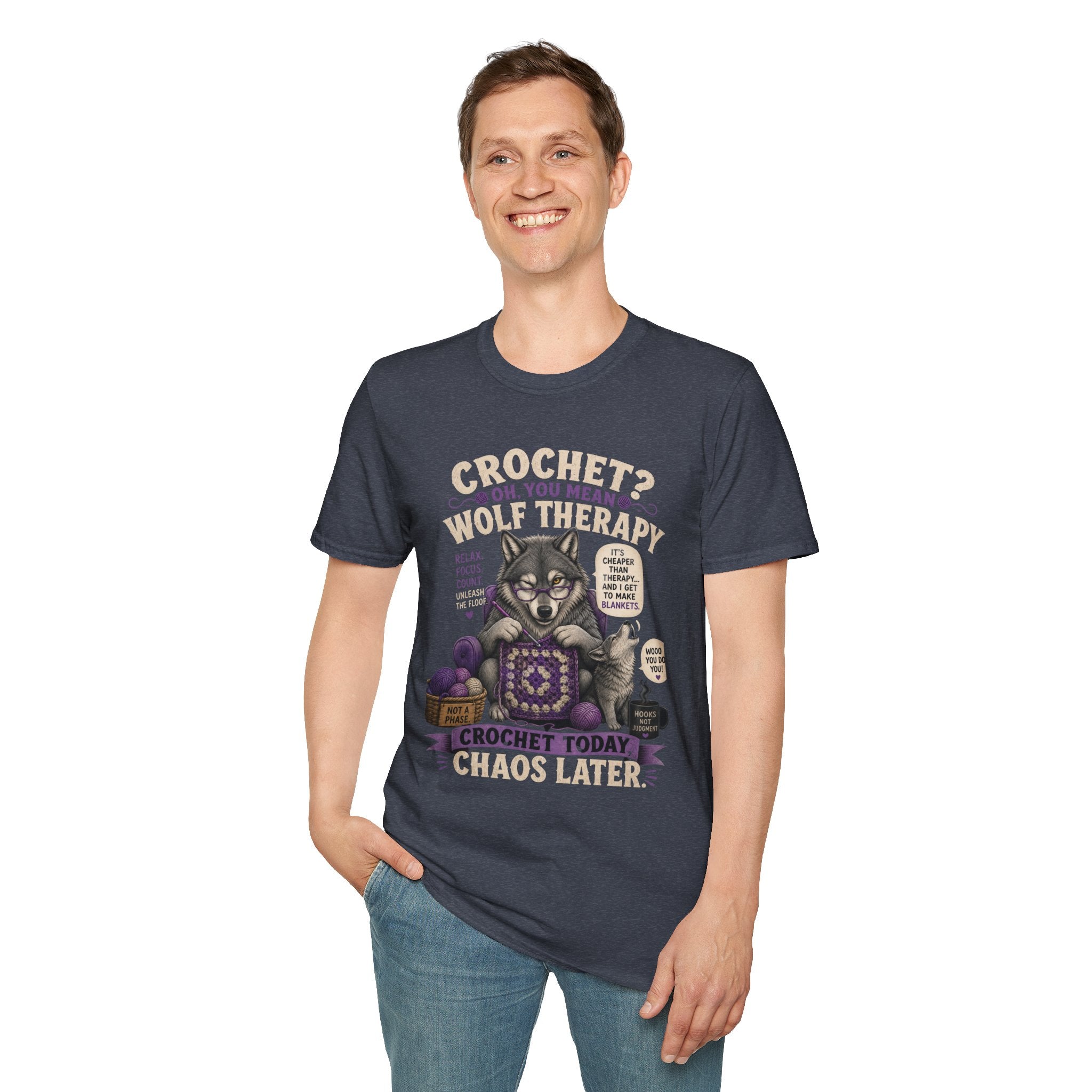 Crochet and wolf therapy T-Shirt