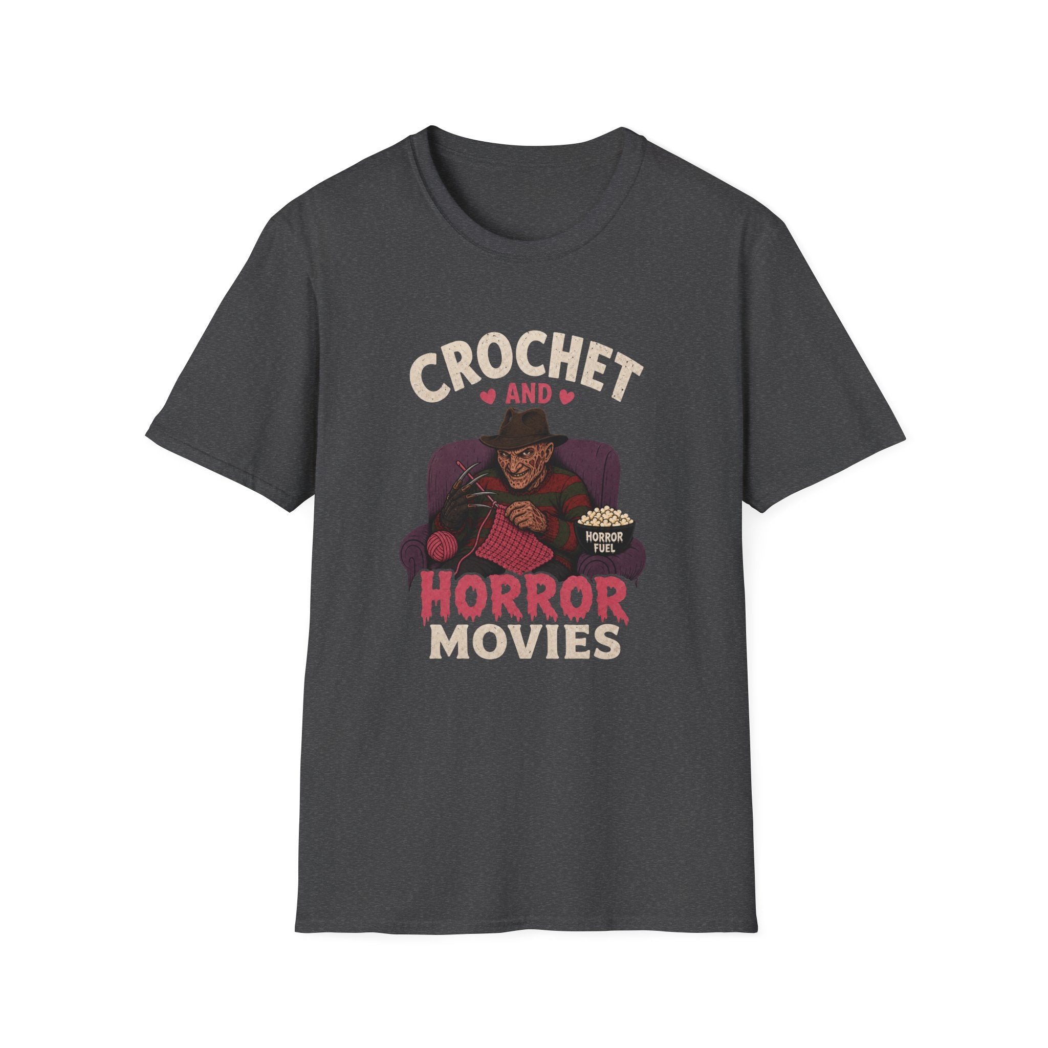 crochet and Freddy and horror movies T-Shirt