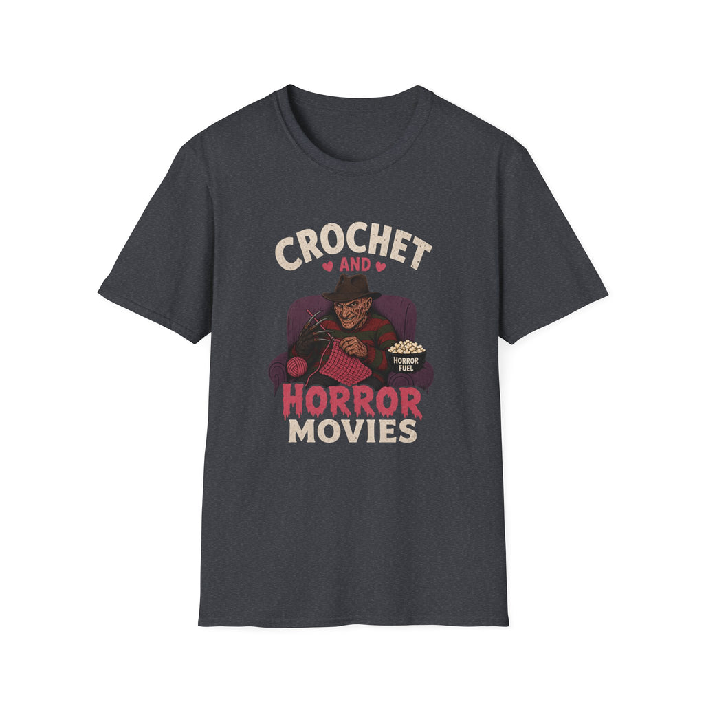 crochet and Freddy and horror movies T-Shirt