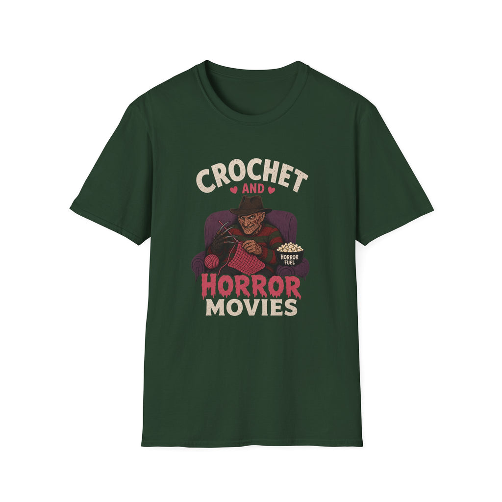 crochet and Freddy and horror movies T-Shirt