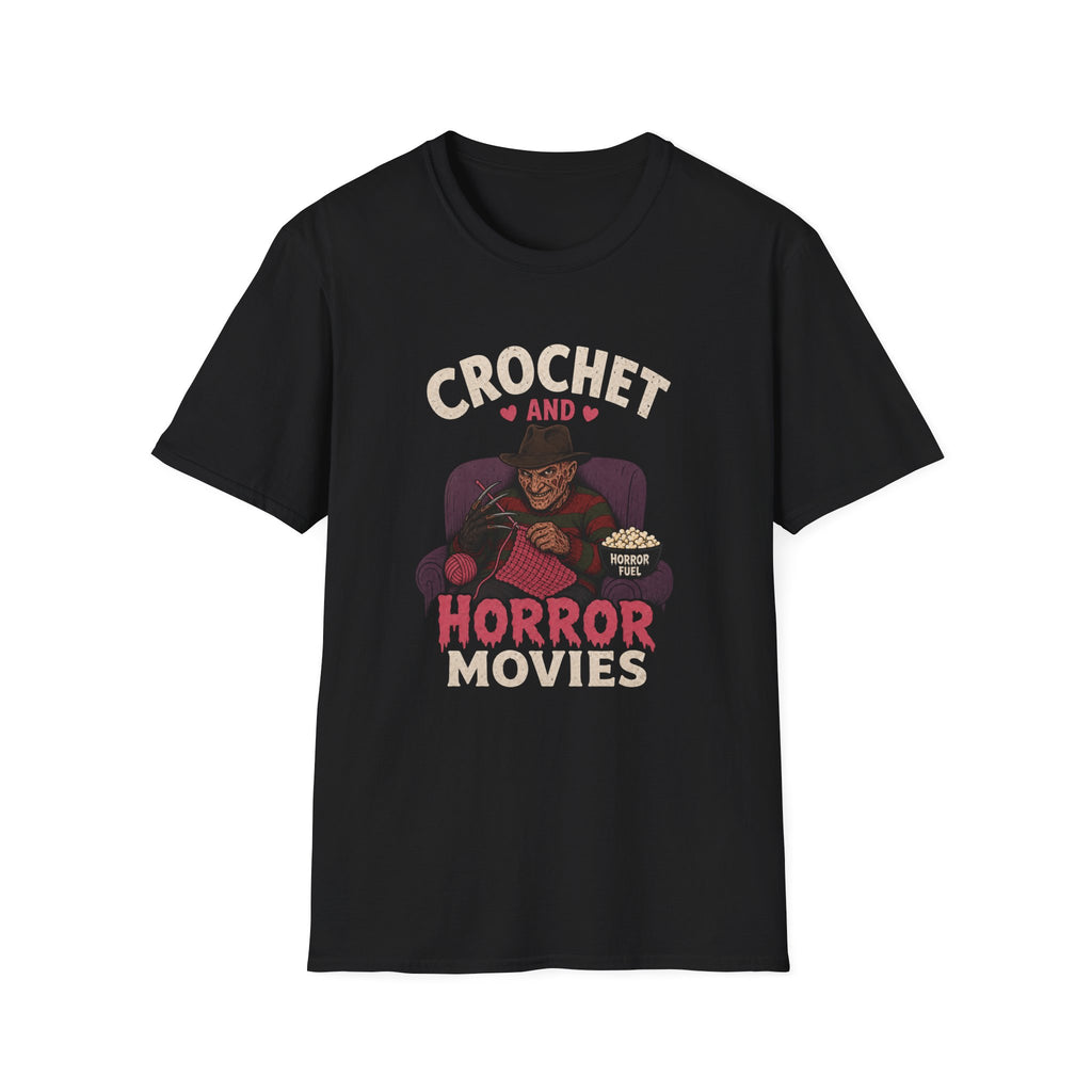 crochet and Freddy and horror movies T-Shirt