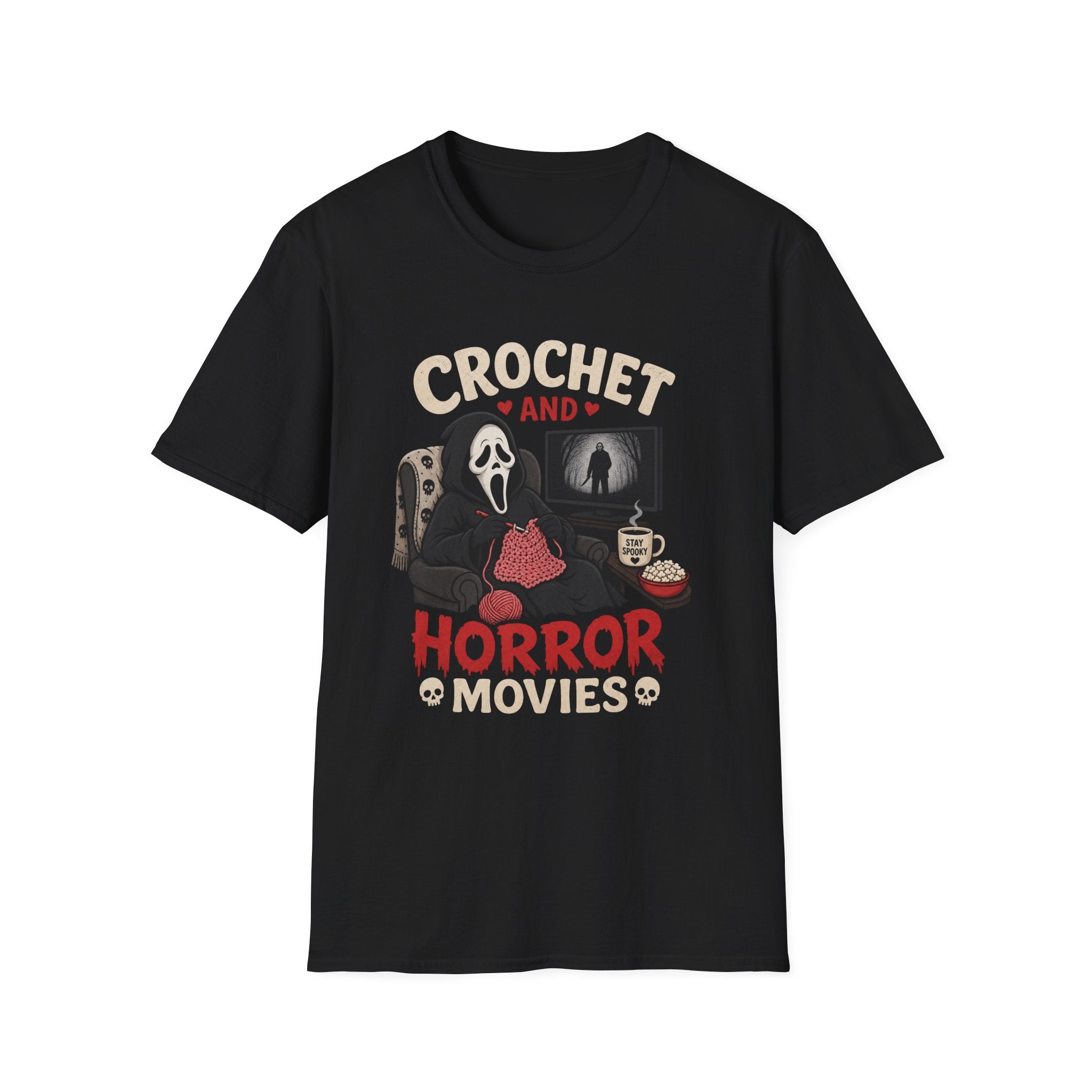 Ghostface and crochet and horror movies T-Shirt