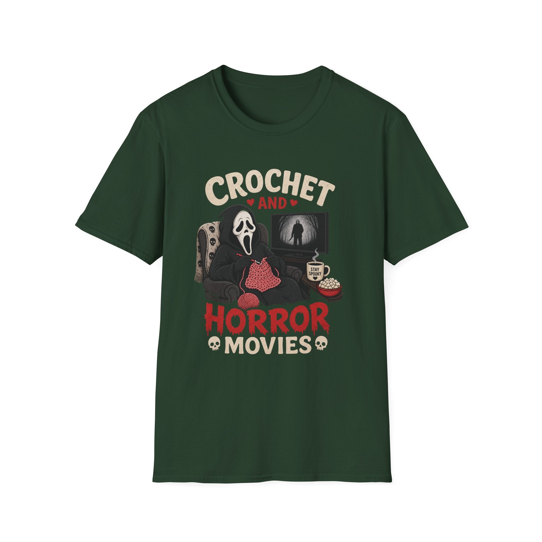 Ghostface and crochet and horror movies T-Shirt