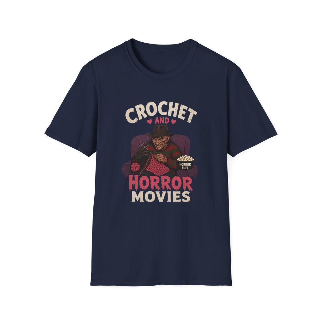 crochet and Freddy and horror movies T-Shirt
