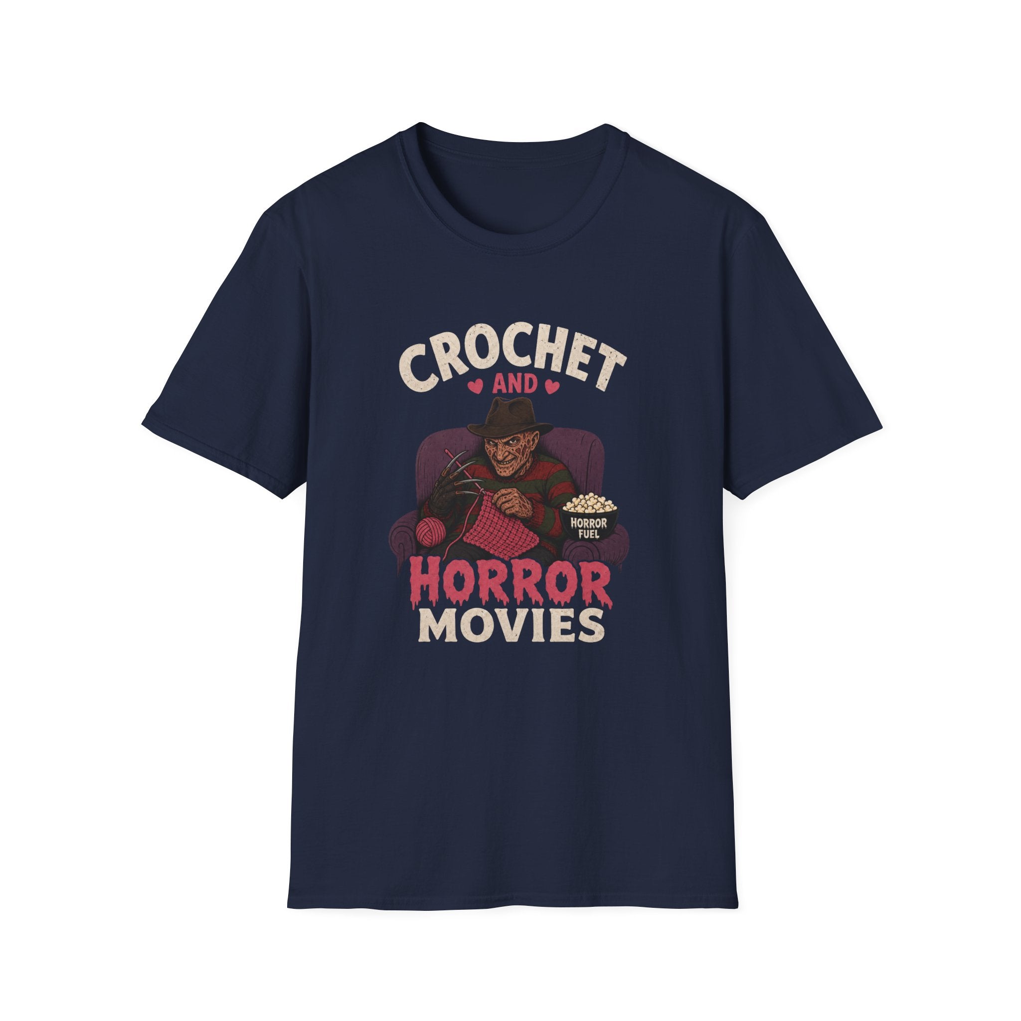 crochet and Freddy and horror movies T-Shirt