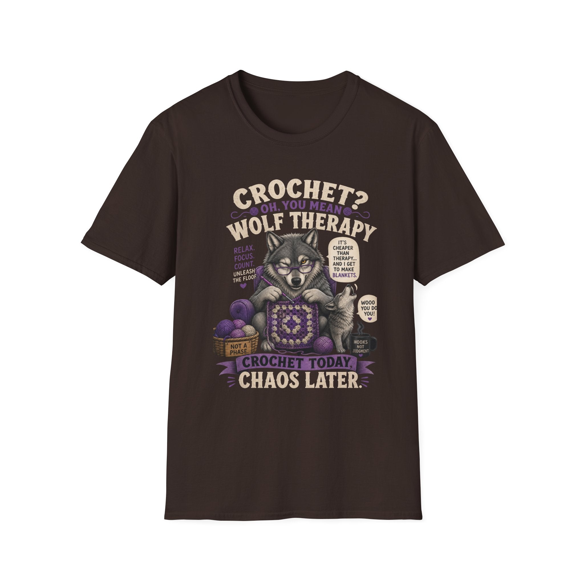Crochet and wolf therapy T-Shirt