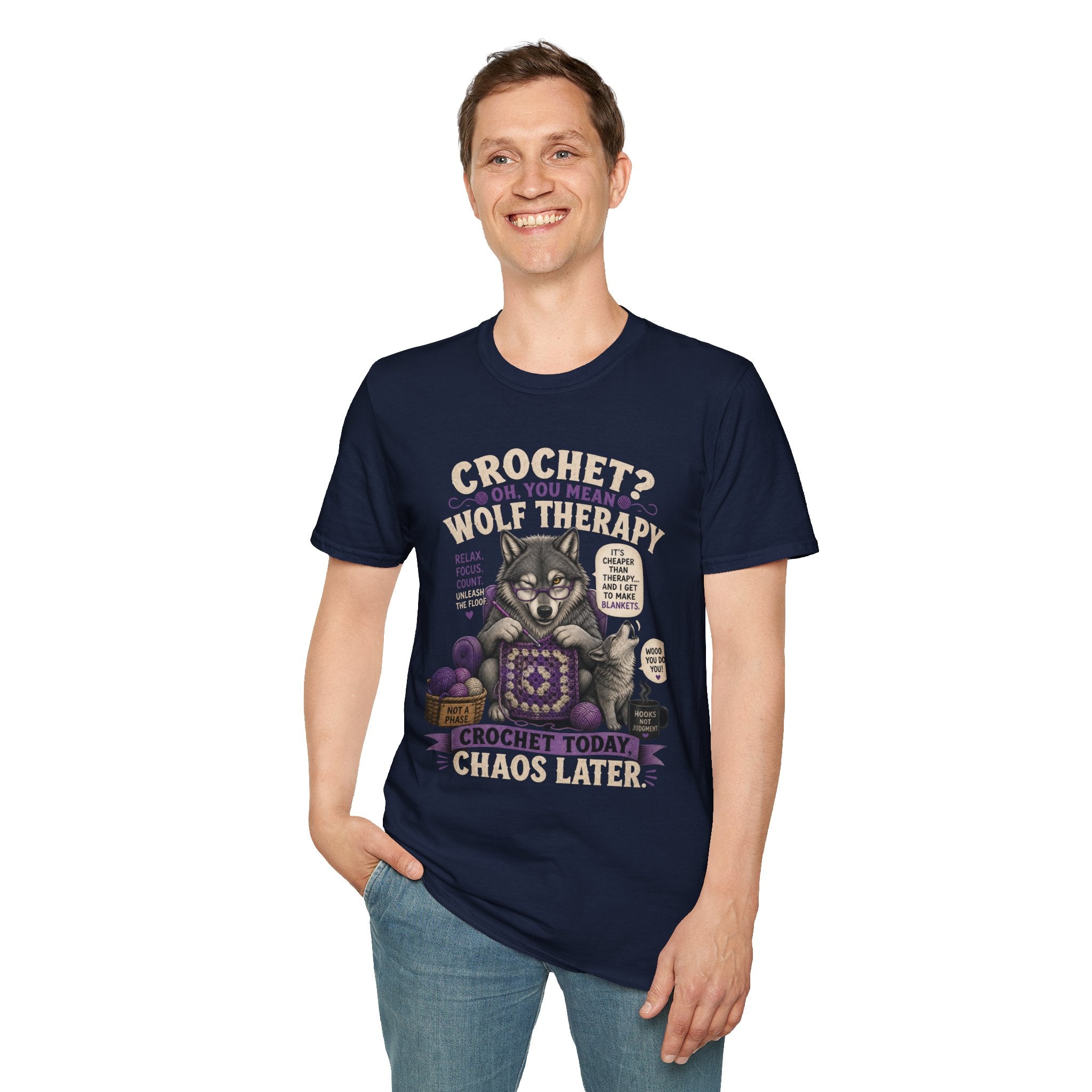 Crochet and wolf therapy T-Shirt