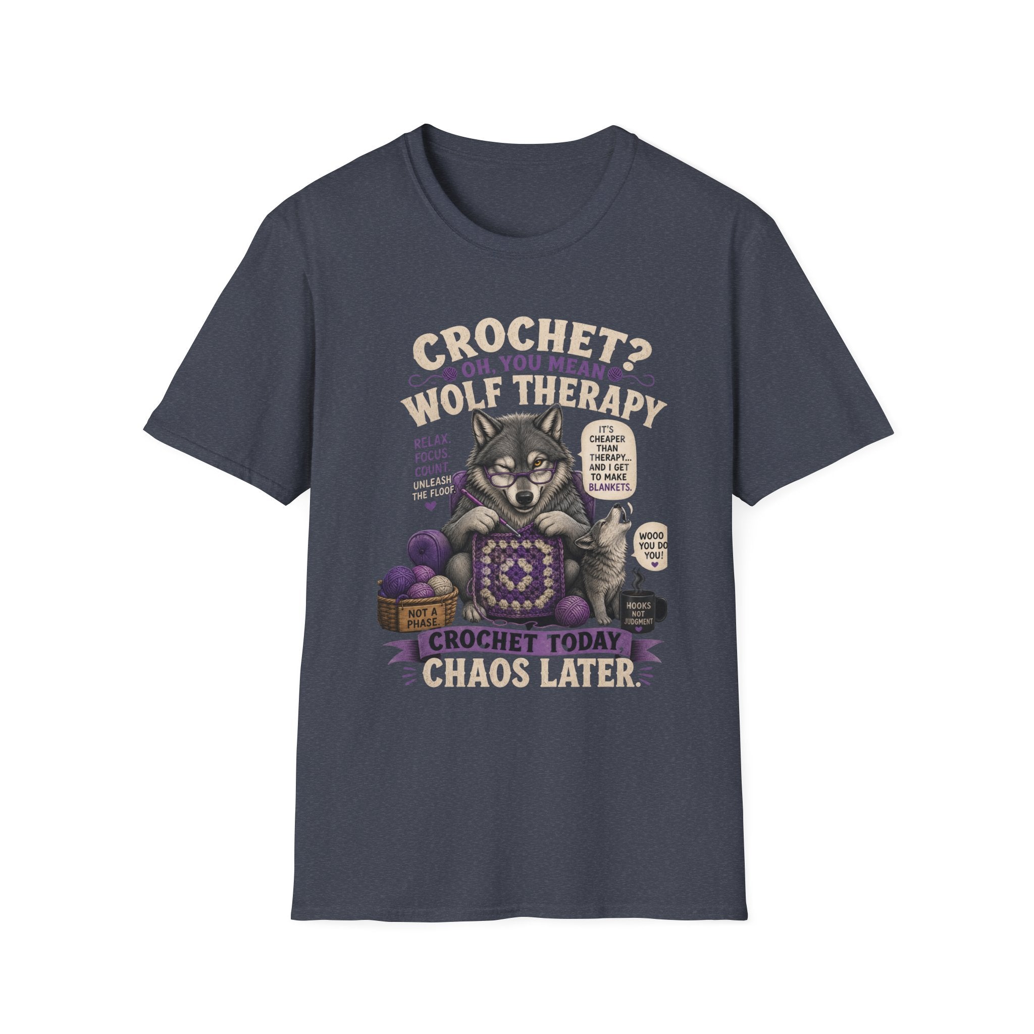 Crochet and wolf therapy T-Shirt