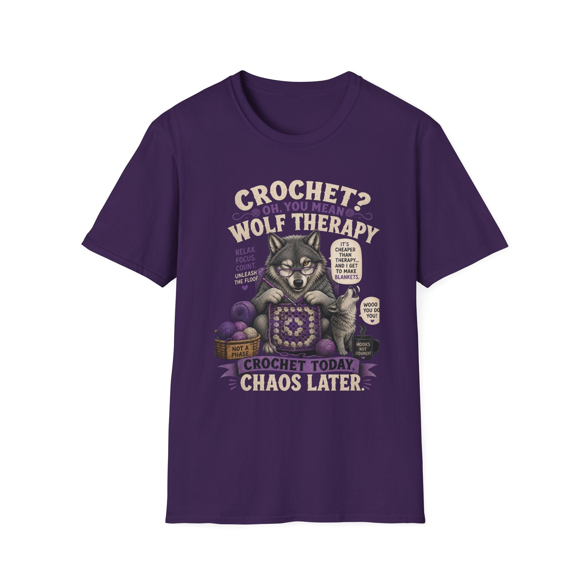 Crochet and wolf therapy T-Shirt