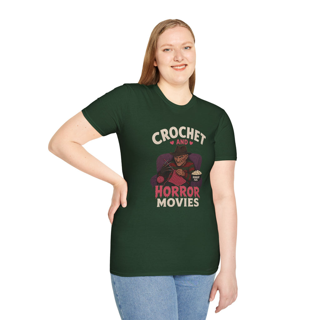 crochet and Freddy and horror movies T-Shirt